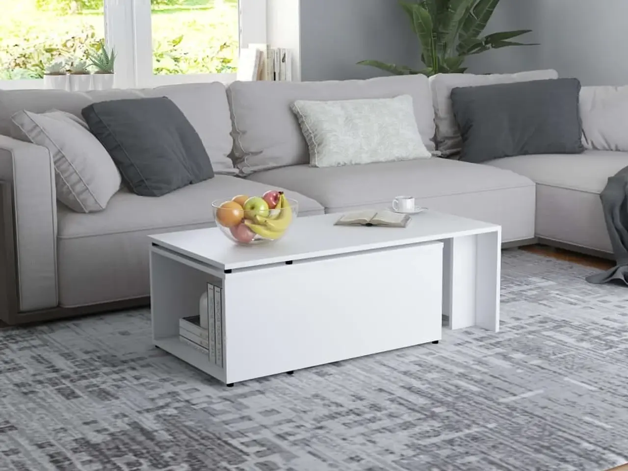 Billede 3 - Sofabord i hvidt konstrueret træ - 150 × 50 × 35 cm