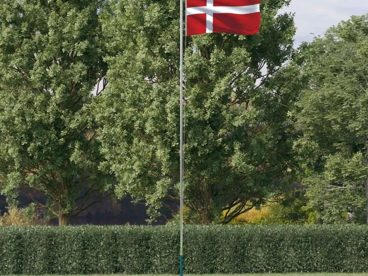 Billede 1 - Danmark flag og teleskopisk flagstang 6,08 m i aluminium