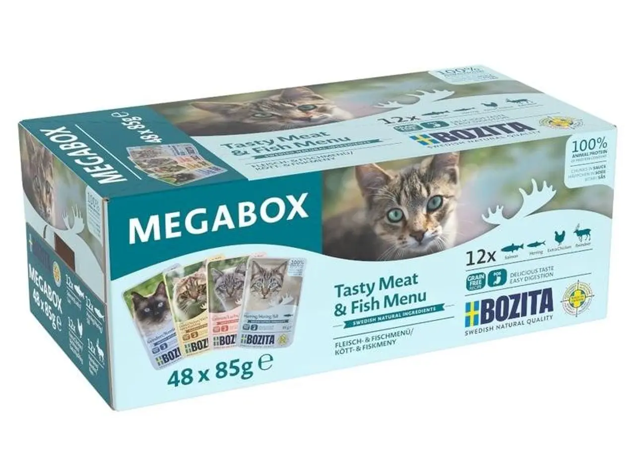 Billede 1 - Vådfoder til kat BOZITA Chunks in Sauce Mega Box 48 x 85 g