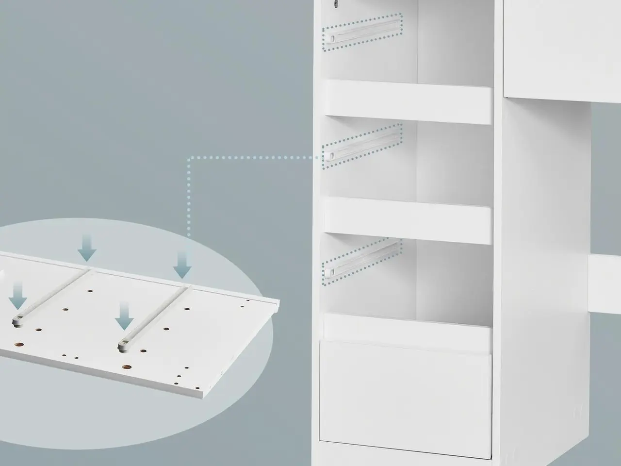 Billede 6 - Toiletbord med spejl, LED-lys og stikdåse - hvid