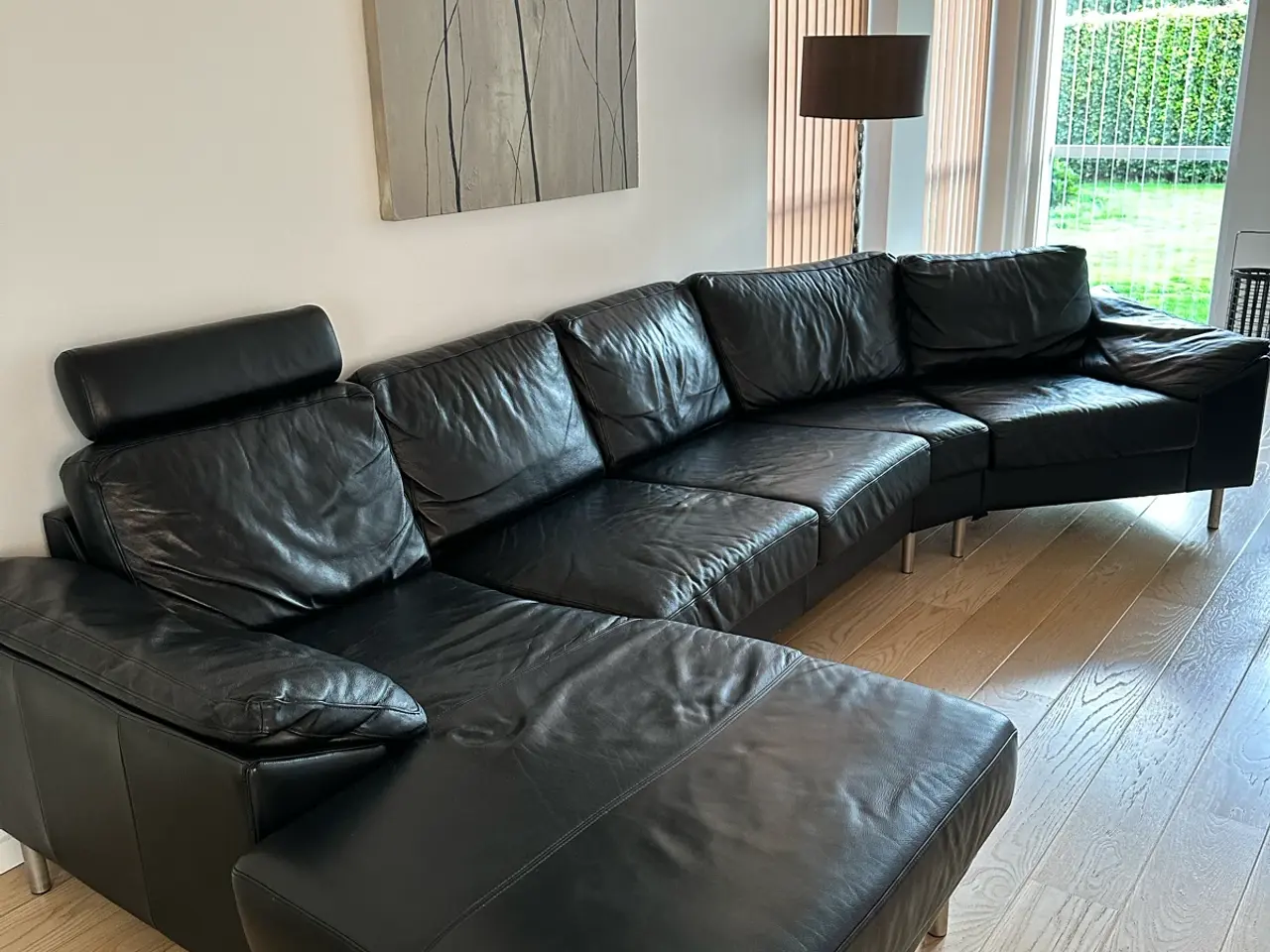 Billede 1 - Læder sofa med chaiselong