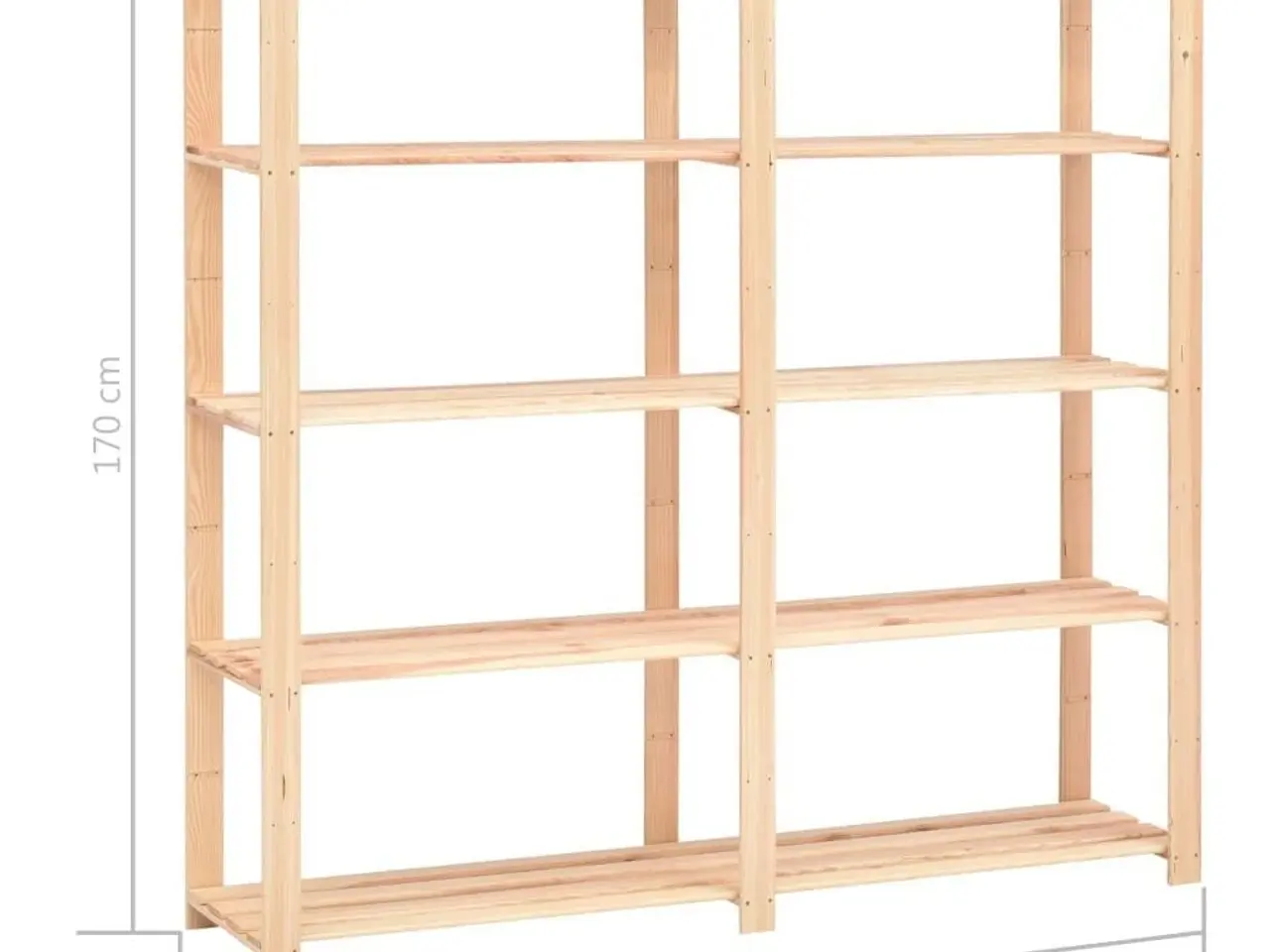 Billede 7 - Reol i 5 niveauer i massivt fyrretræ - 170 x 38 x 170 cm