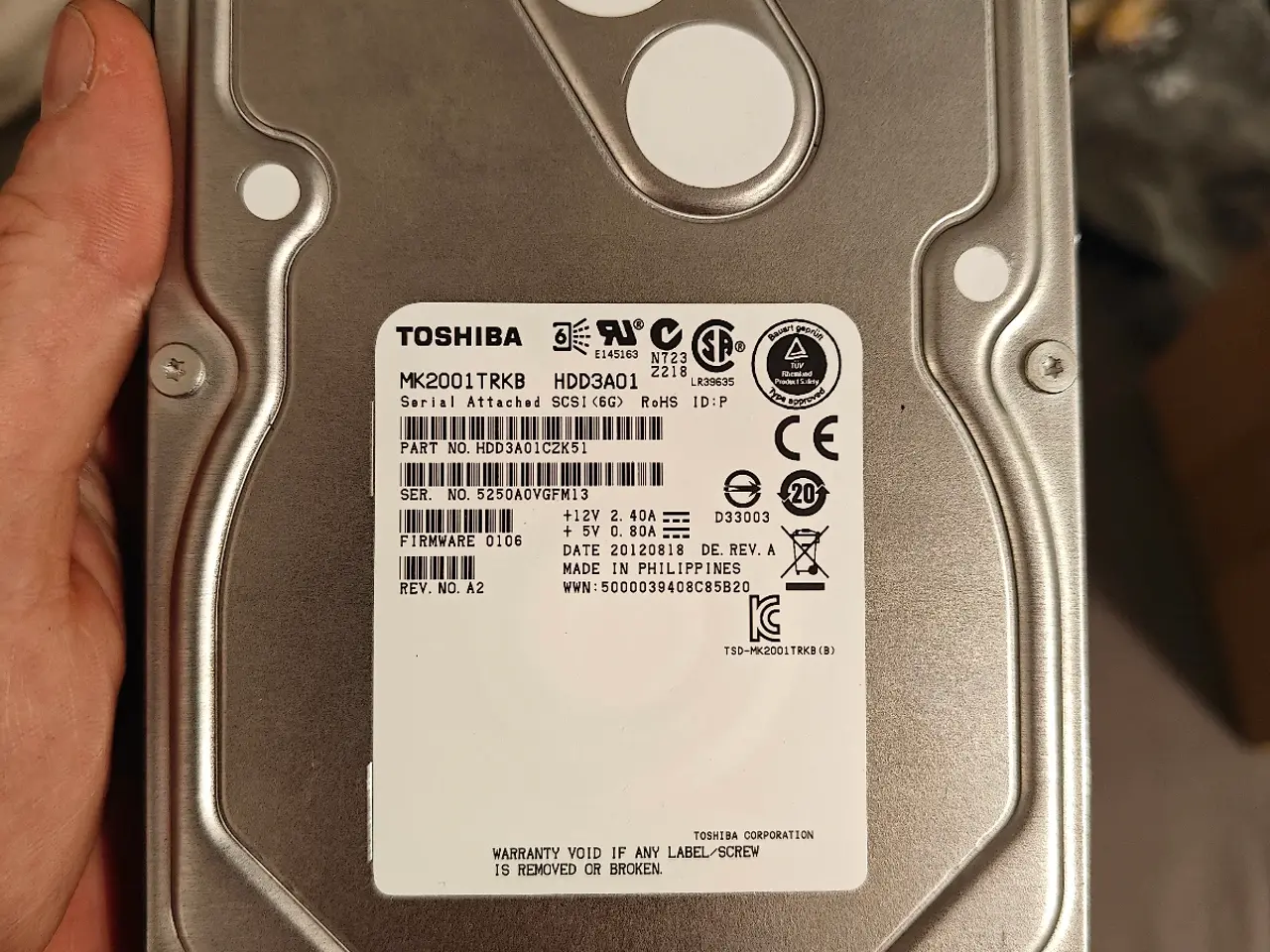 Billede 3 - 2x 2TB SAS Hårddiske, Toshiba
