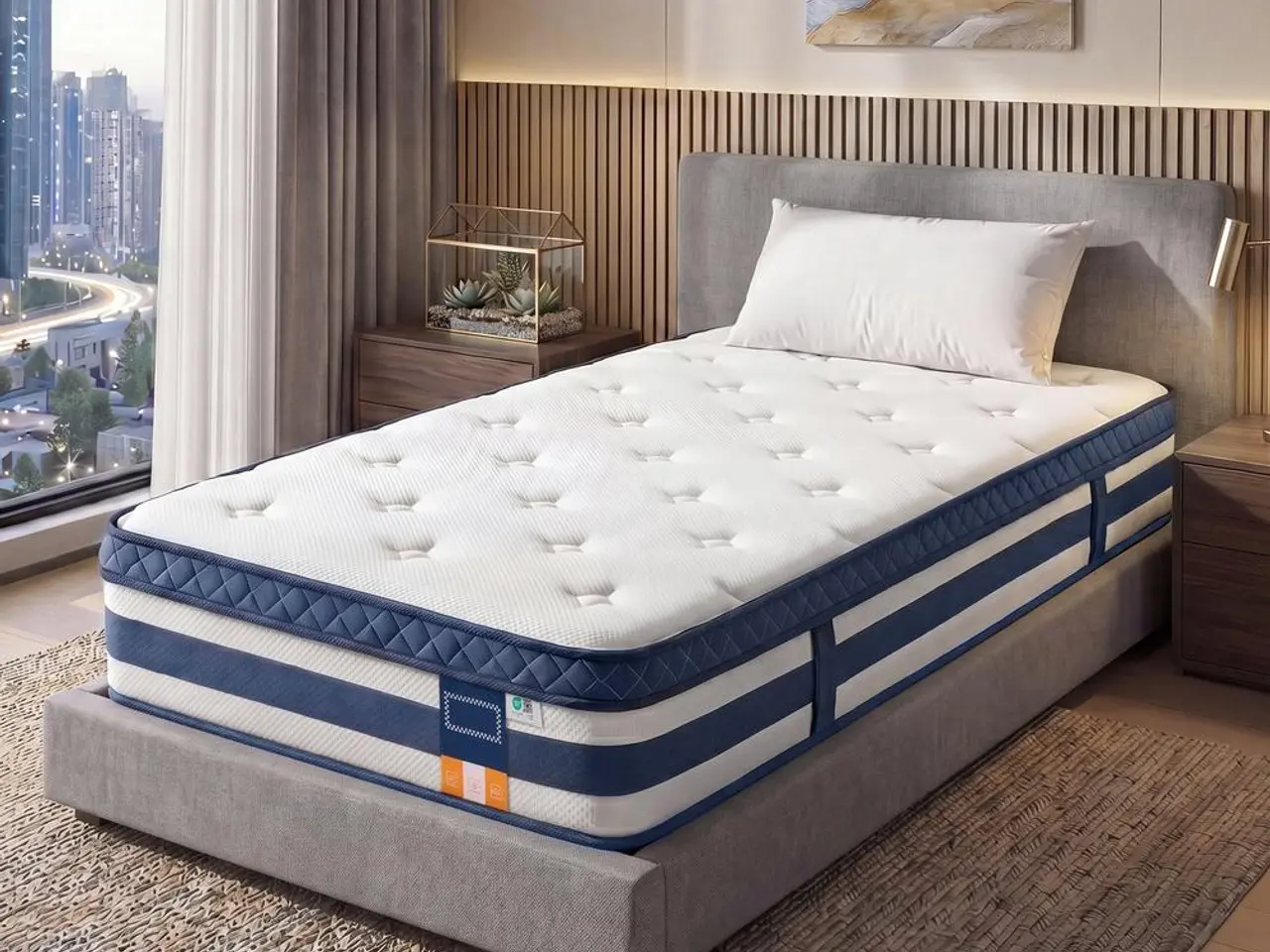 Billede 4 - Hybridmadras 90 x 200 x 25 cm med gel memory foam og pocketfjedre H3 - blå