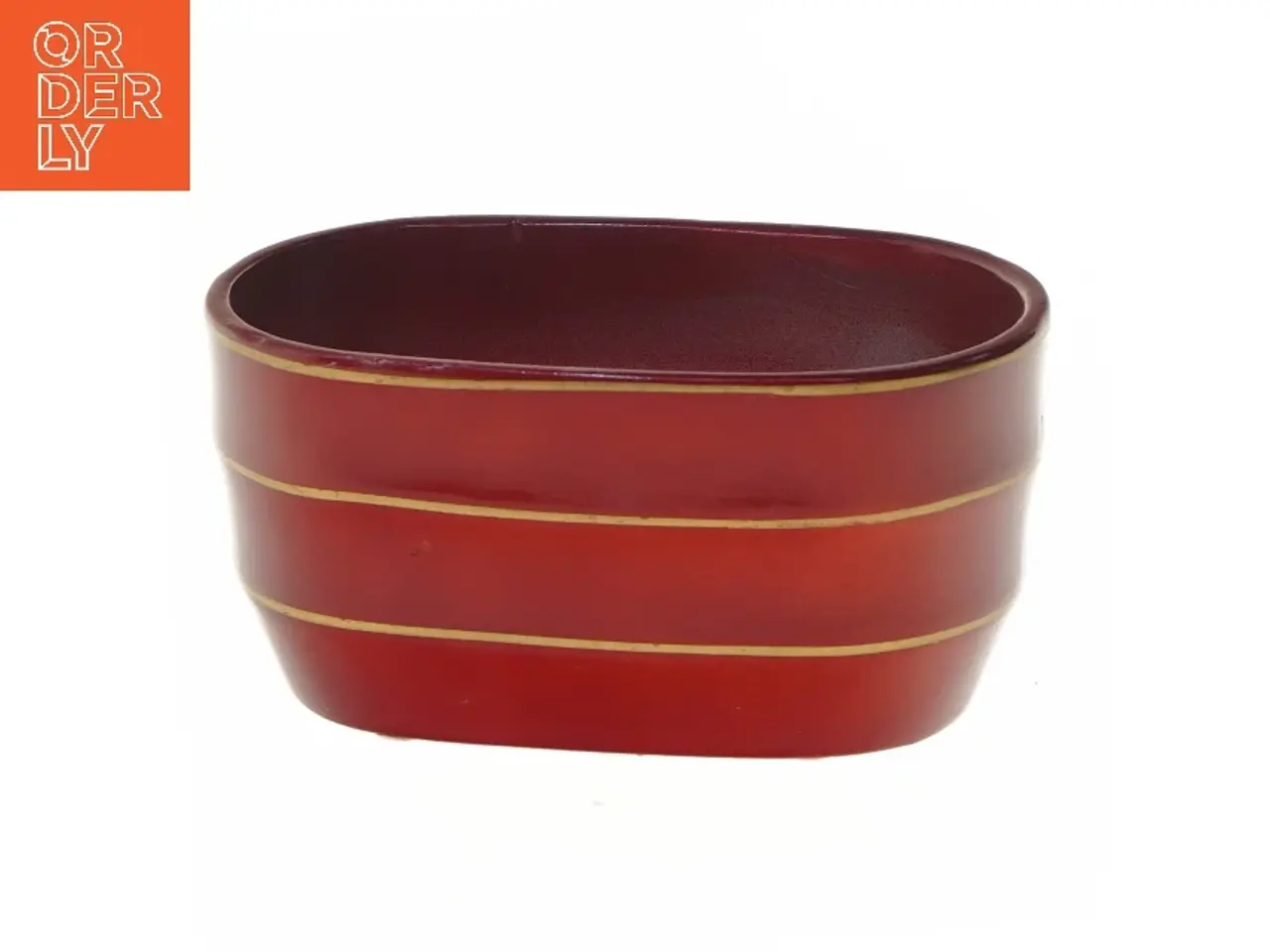 Billede 1 - Oval vase med gyldne striber fra Floradeco (str. 17x10x8 cm)