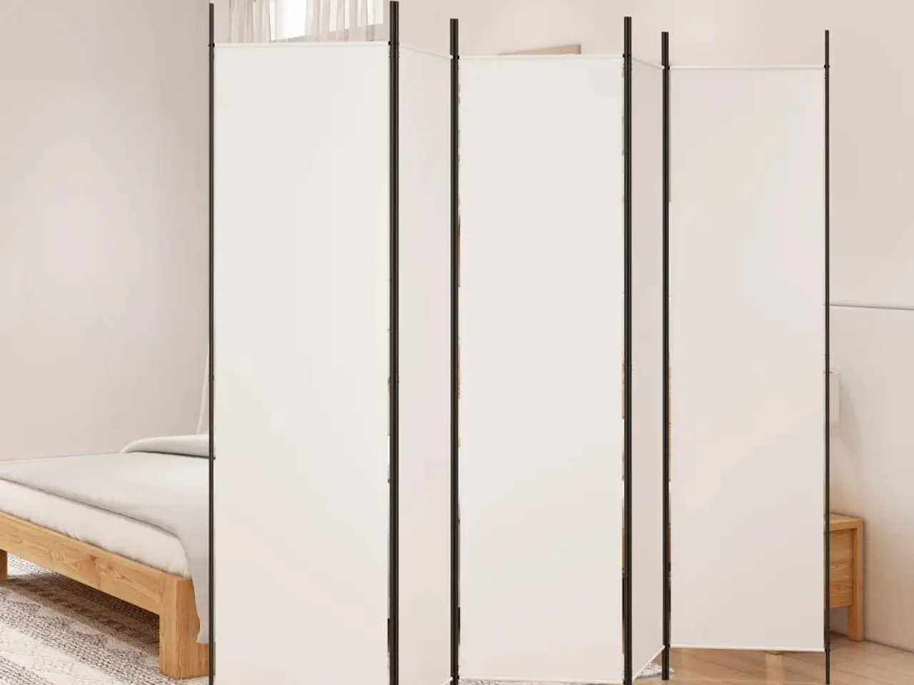 Billede 1 - Rumdeler med 5 paneler - 250 × 200 cm - stof, hvid