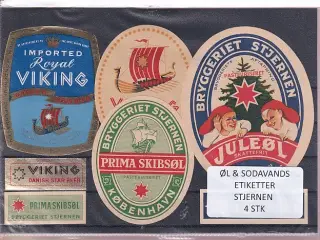 Øl og Sodavands Etiketter - Bryggeriet Stjernen - 4 Stk.