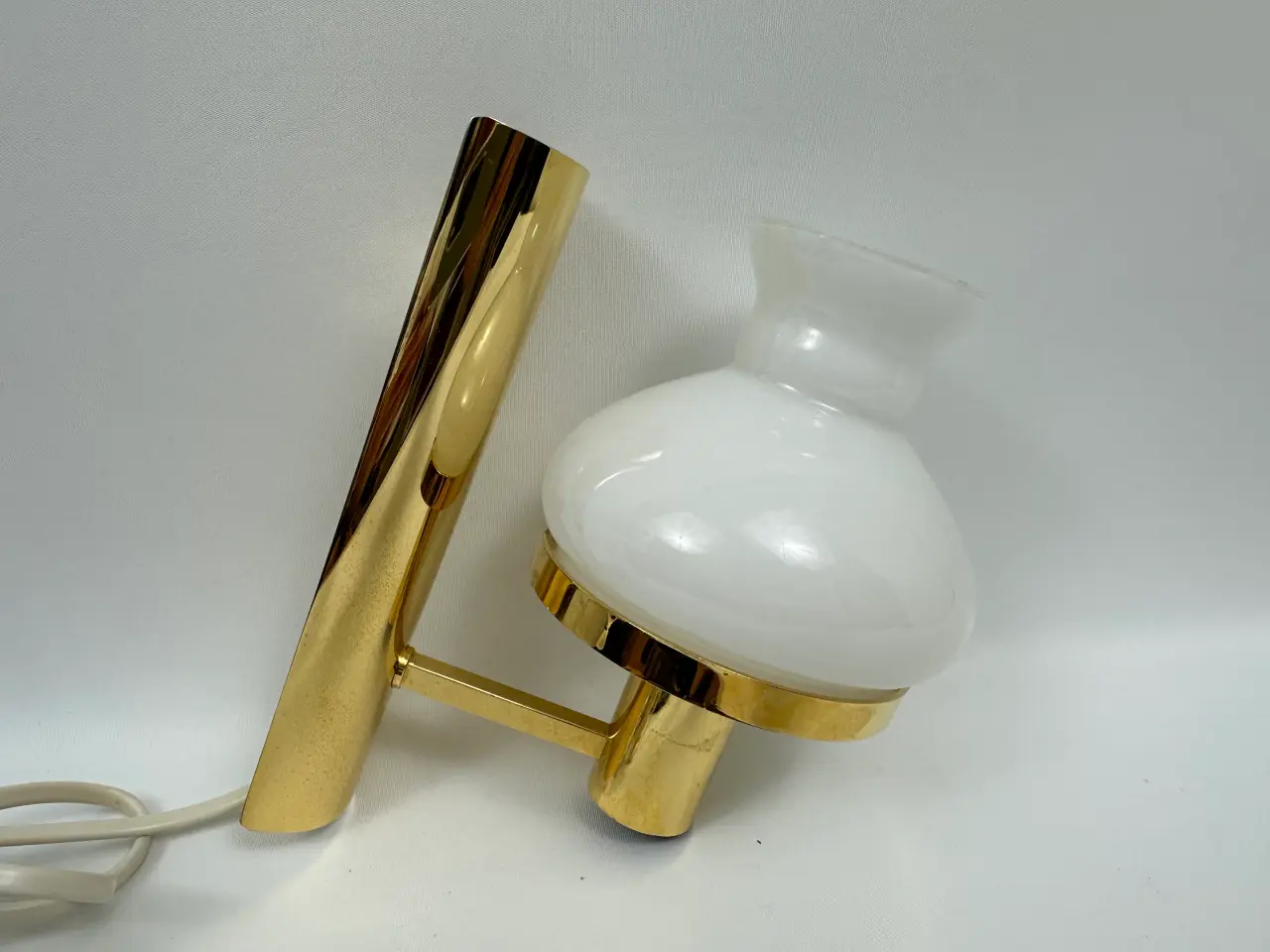 Billede 2 - Vintage messing lampe med opalglas