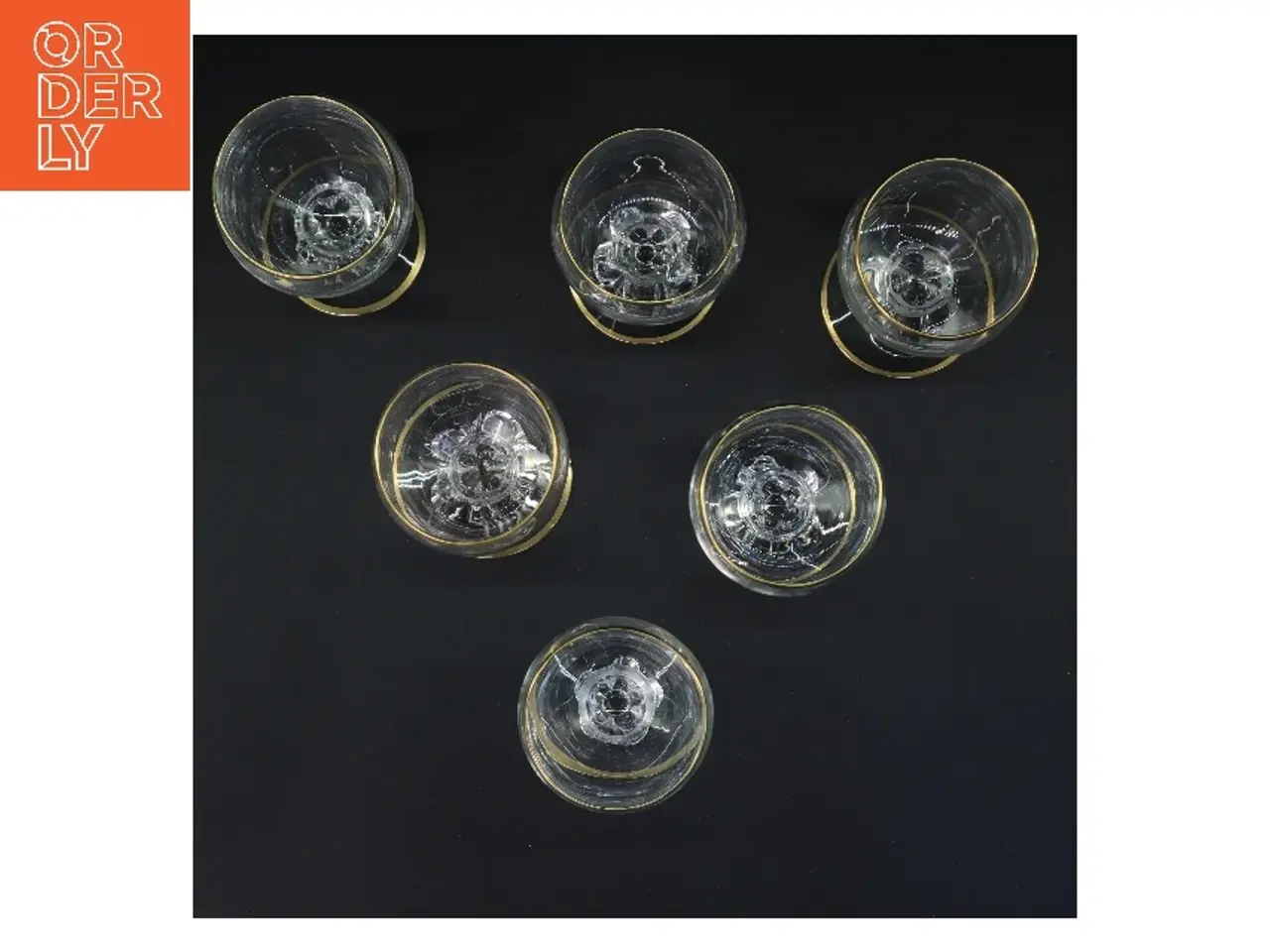 Billede 3 - Guld-kantede glas (str. 6 stk Ø 7 cm længde 13 cm)