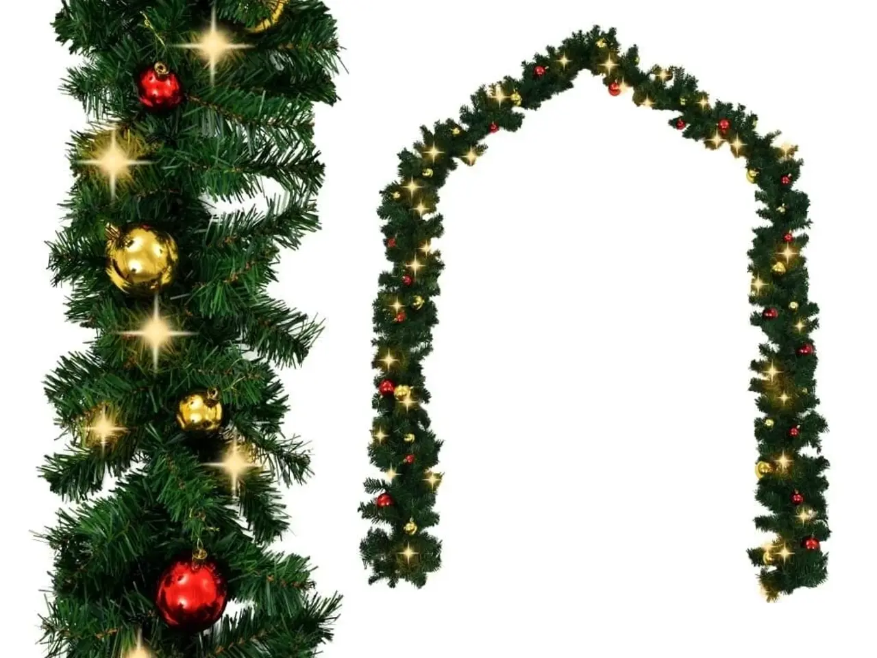 Billede 2 - Juleguirlande med kugler og LED-lys - 20 m
