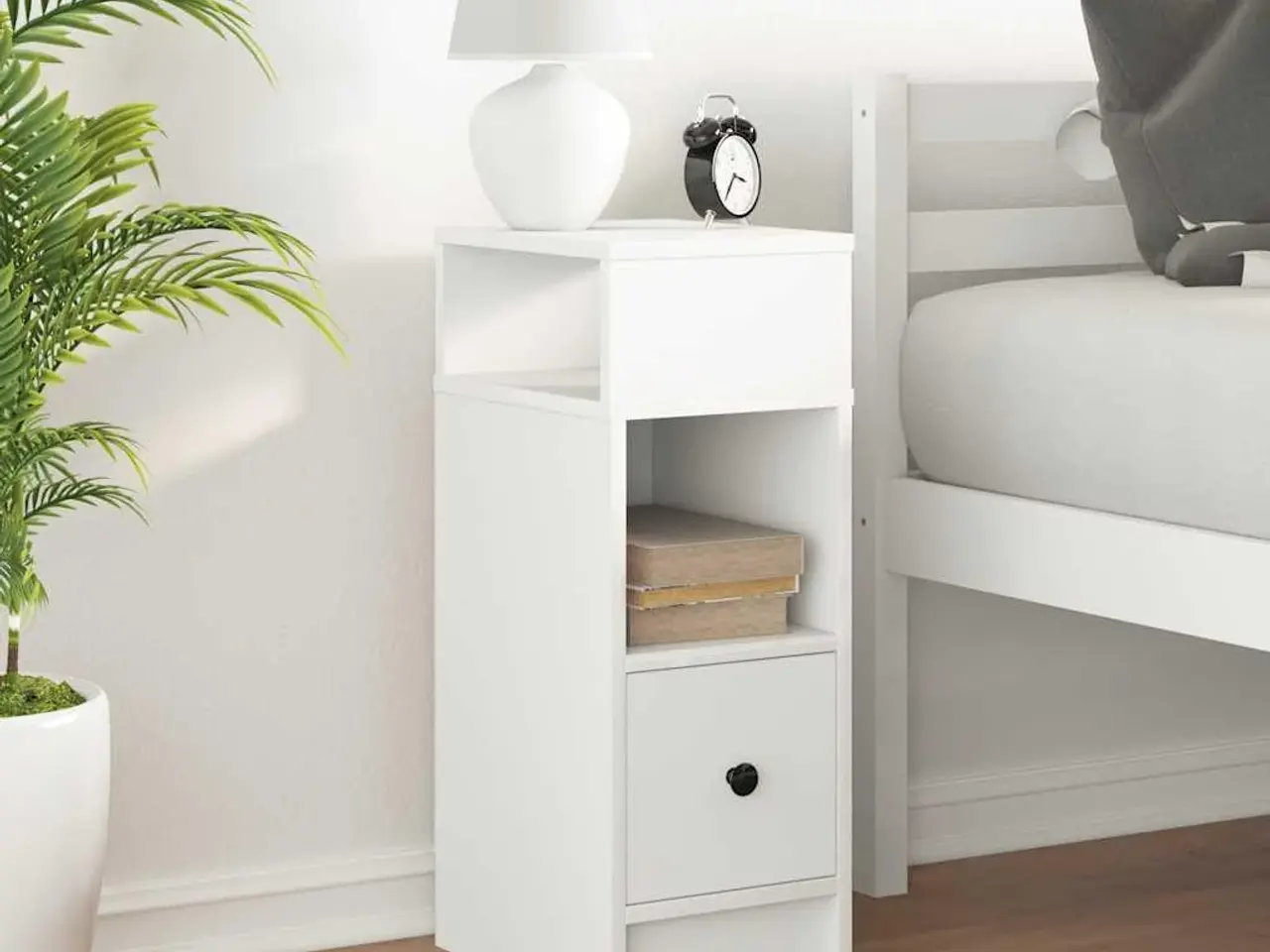 Billede 3 - Sengebord med skuffe 25×31×66 cm - hvid