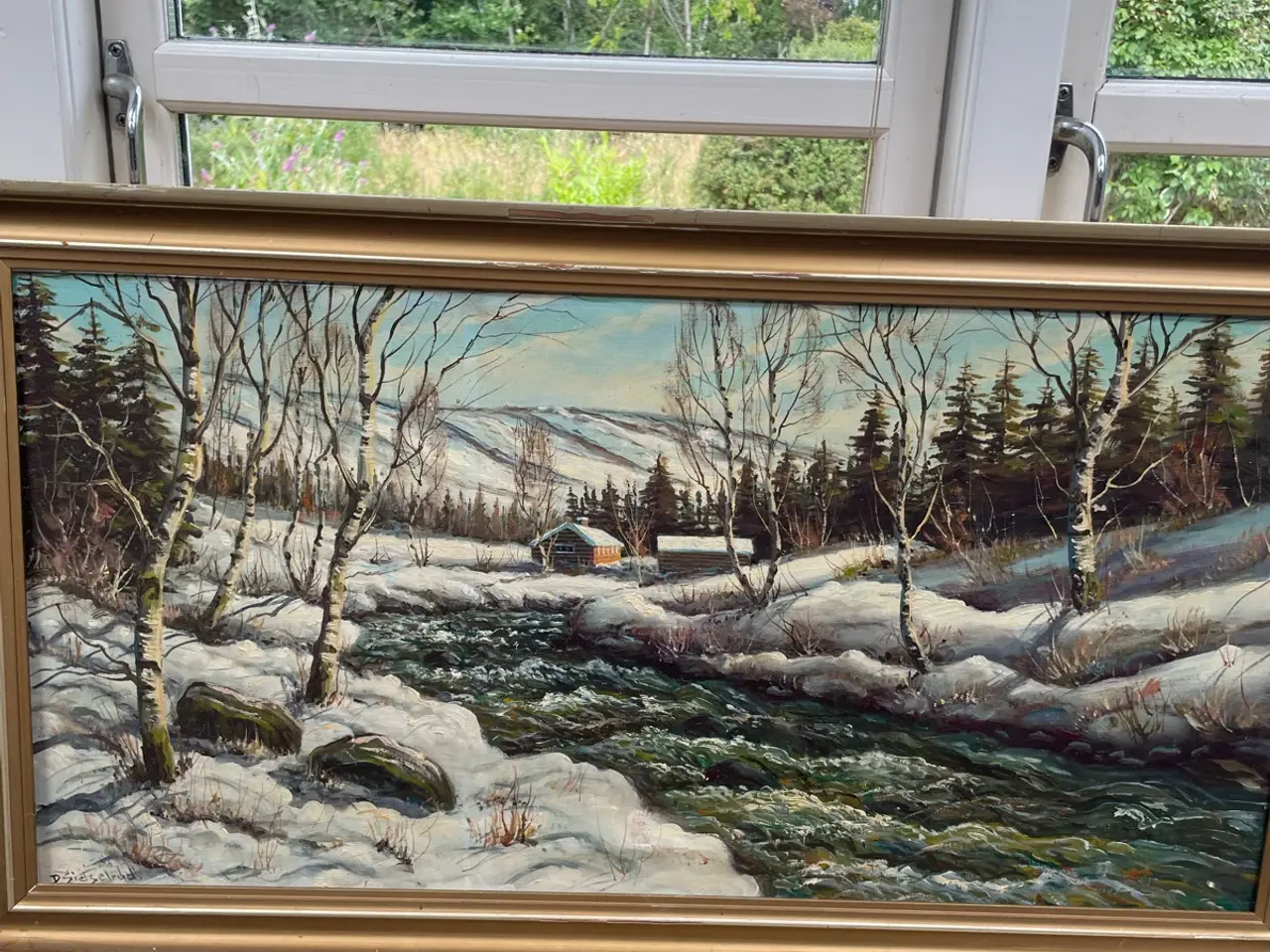 Billede 1 - aleri med vinterlandskab. Signeret af kunstneren D