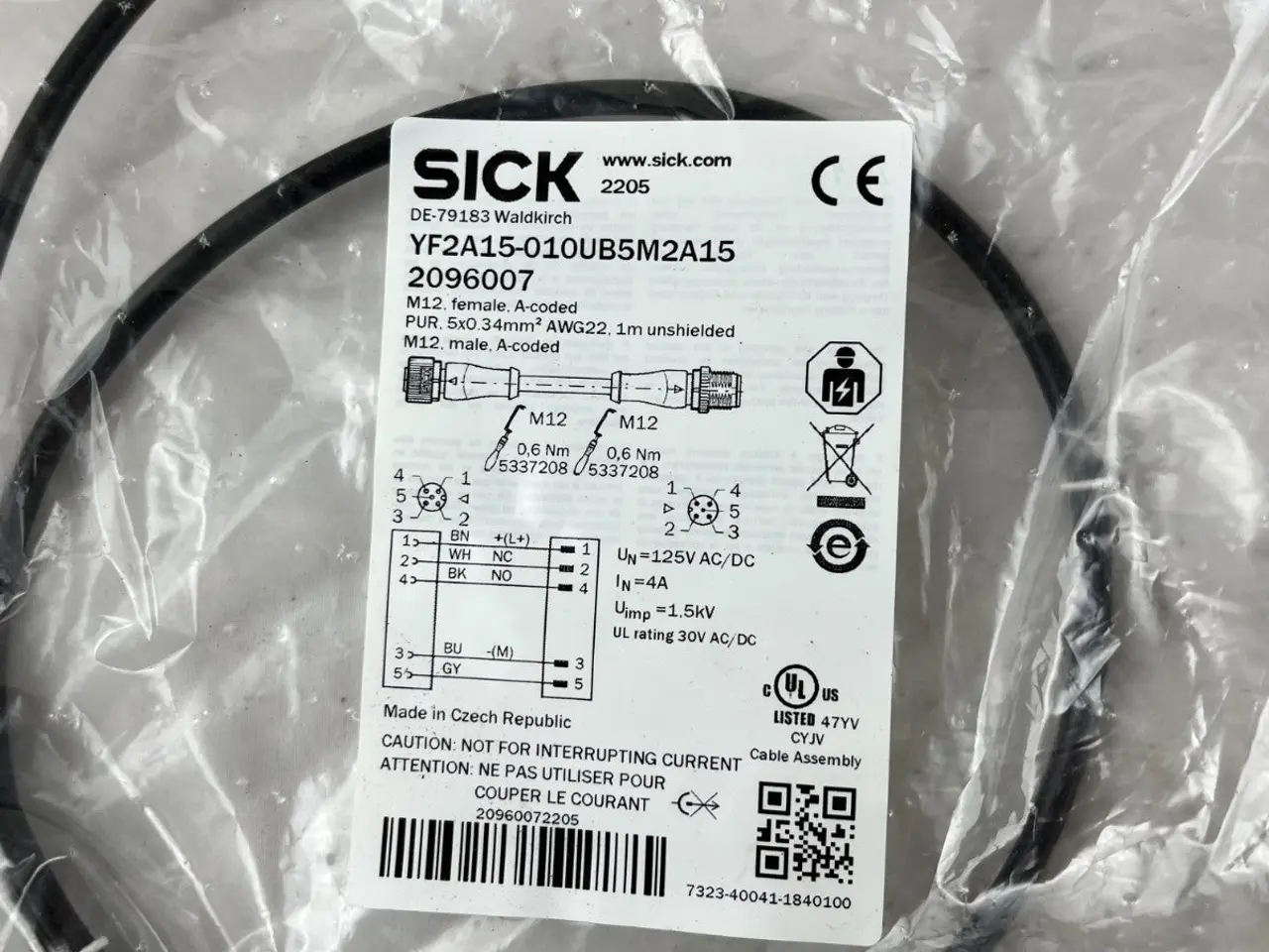 Billede 4 - SICK YF2A15-010UB5M2A15 M12 Sensor kabel 1m 5-Pin