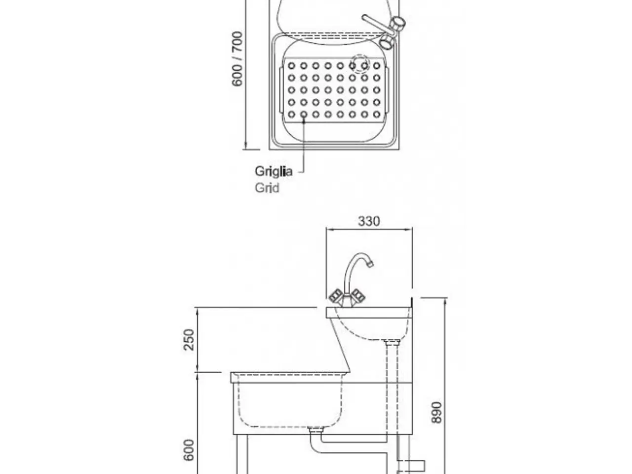 Billede 4 - Håndvask med armatur – B500 x D700 x H850 mm