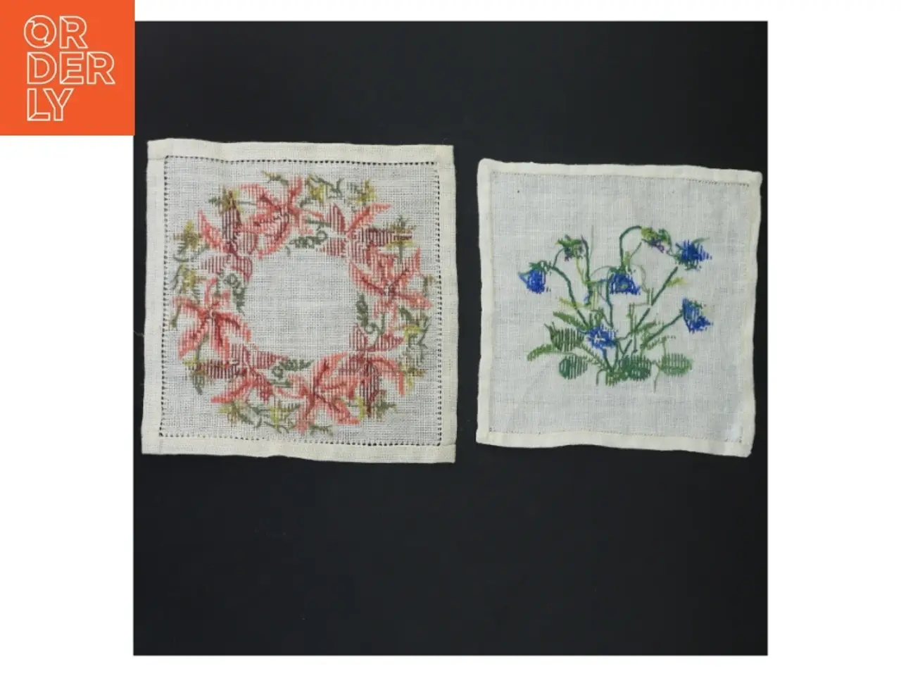 Billede 3 - Håndroderede bordservietter (str. 17x17&15x14,5 cm)