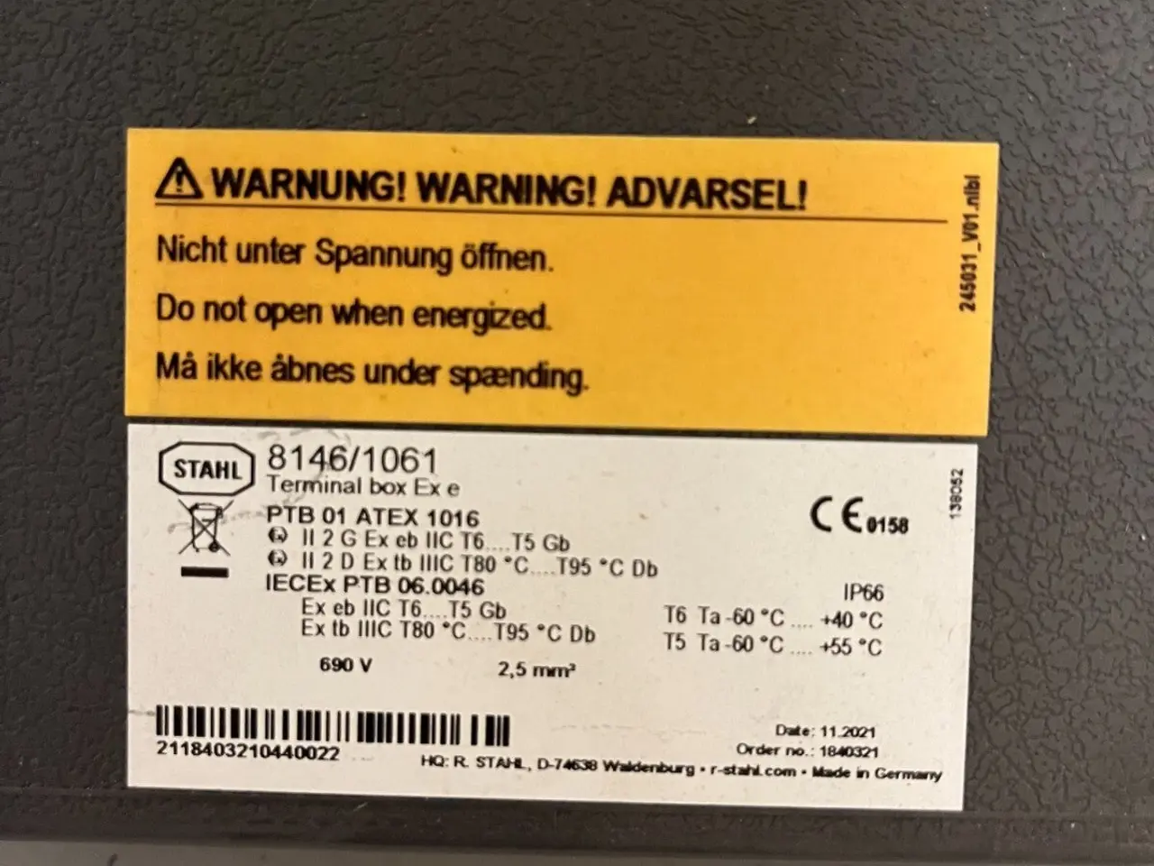 Billede 2 - R. STAHL 8146/1061 Terminal Box Ex e ATEX IECEx -