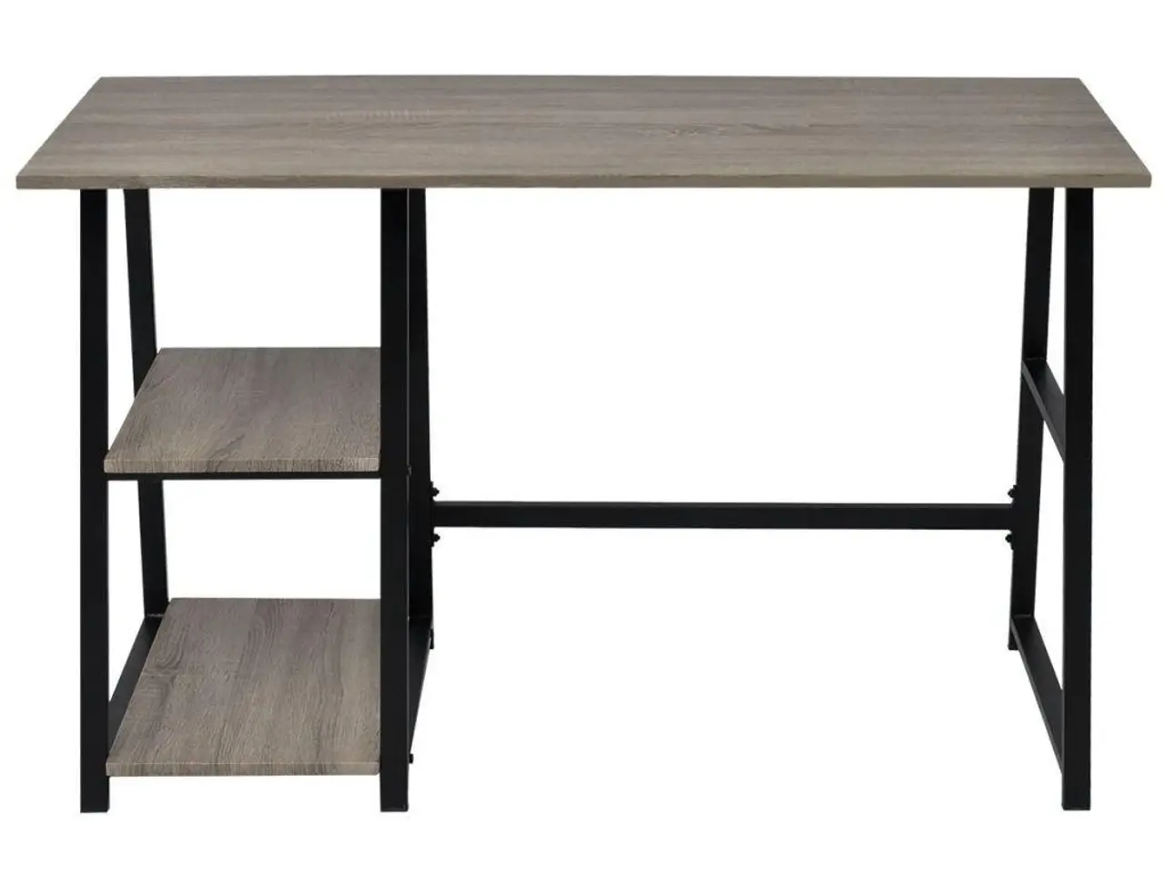 Billede 2 - Skrivebord med 2 hylder - grå og eg