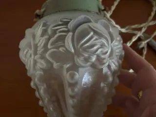 vintage Art Deco glaspendel med rosenmotiv