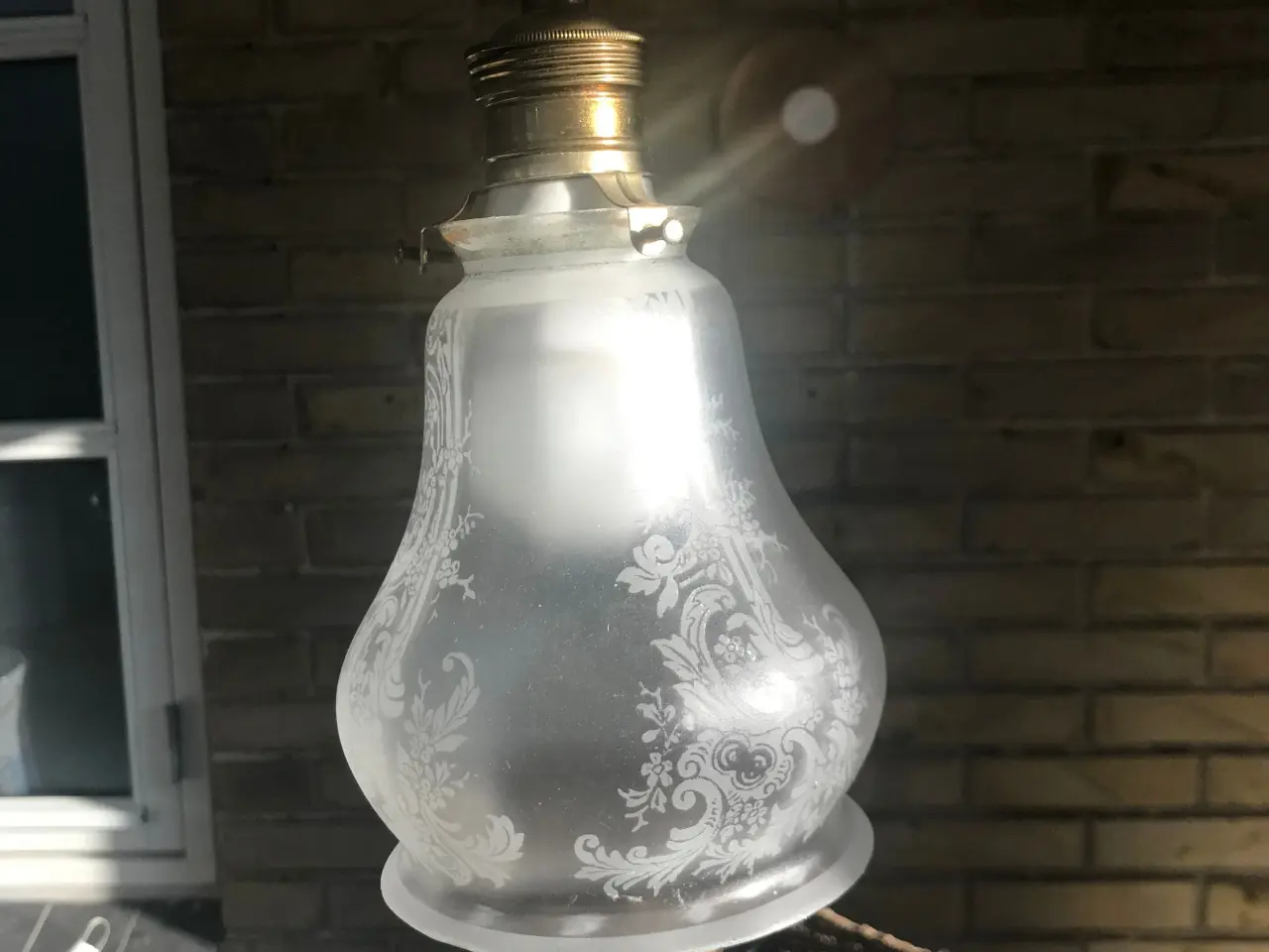 Billede 2 - Gammel Loftlampe messing og glas
