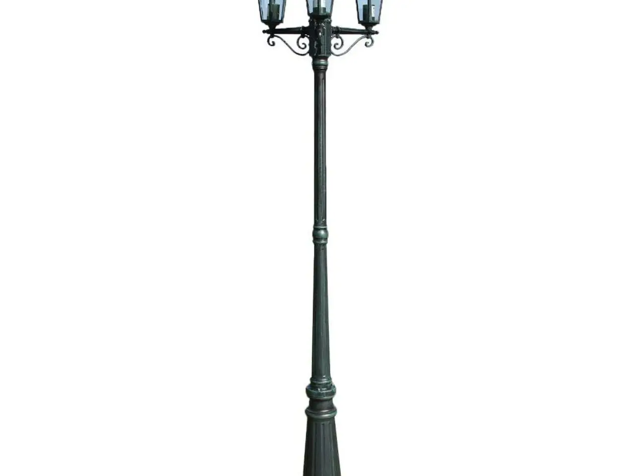 Billede 1 - Lygtepæl med 3 lanterner 215 cm - mørkegrøn/sort
