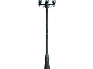 Lygtepæl med 3 arme 215 cm - aluminium, mørkegrøn/sort