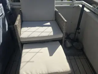 Polyrattan havestole med skammel