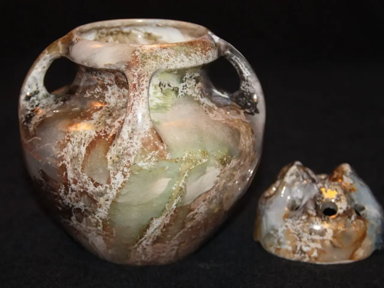 Billede 2 - Arabia lustre vase og " flower frog "
