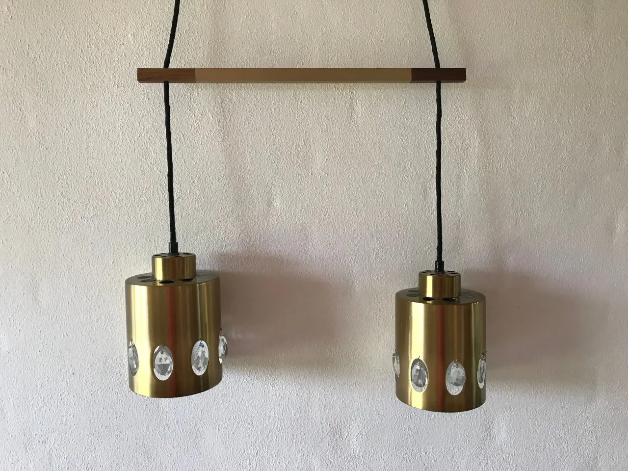 Billede 1 - Retro lampe i messing og palisander