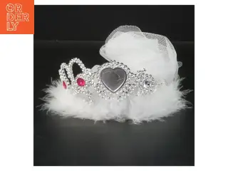 Tiara med tyl og fjer (str. Ø 12 cm)