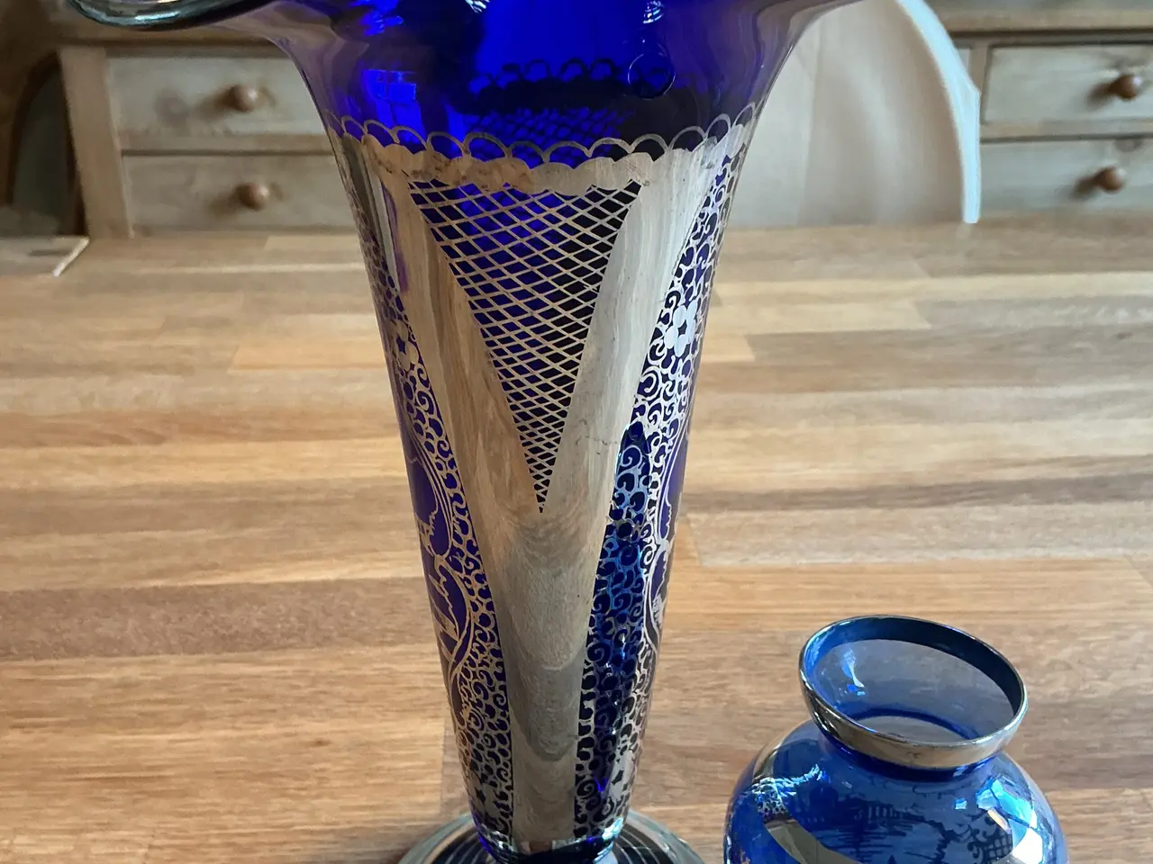 Billede 1 - Venetiansk Art deco vase med ægte sølv.