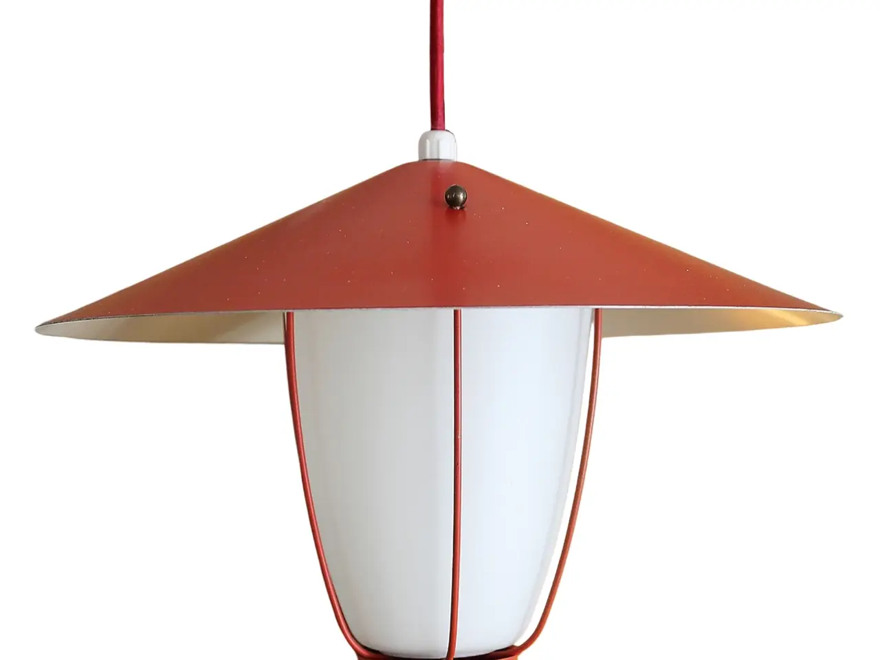 Billede 1 - Mid-Century loftslampe i glas, metal og messing