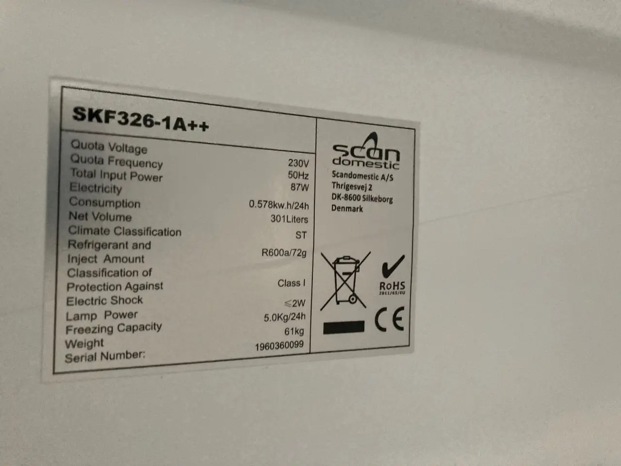 Billede 2 - Scandomestic SKF 326-1 A++, Fritstående køle-fryse