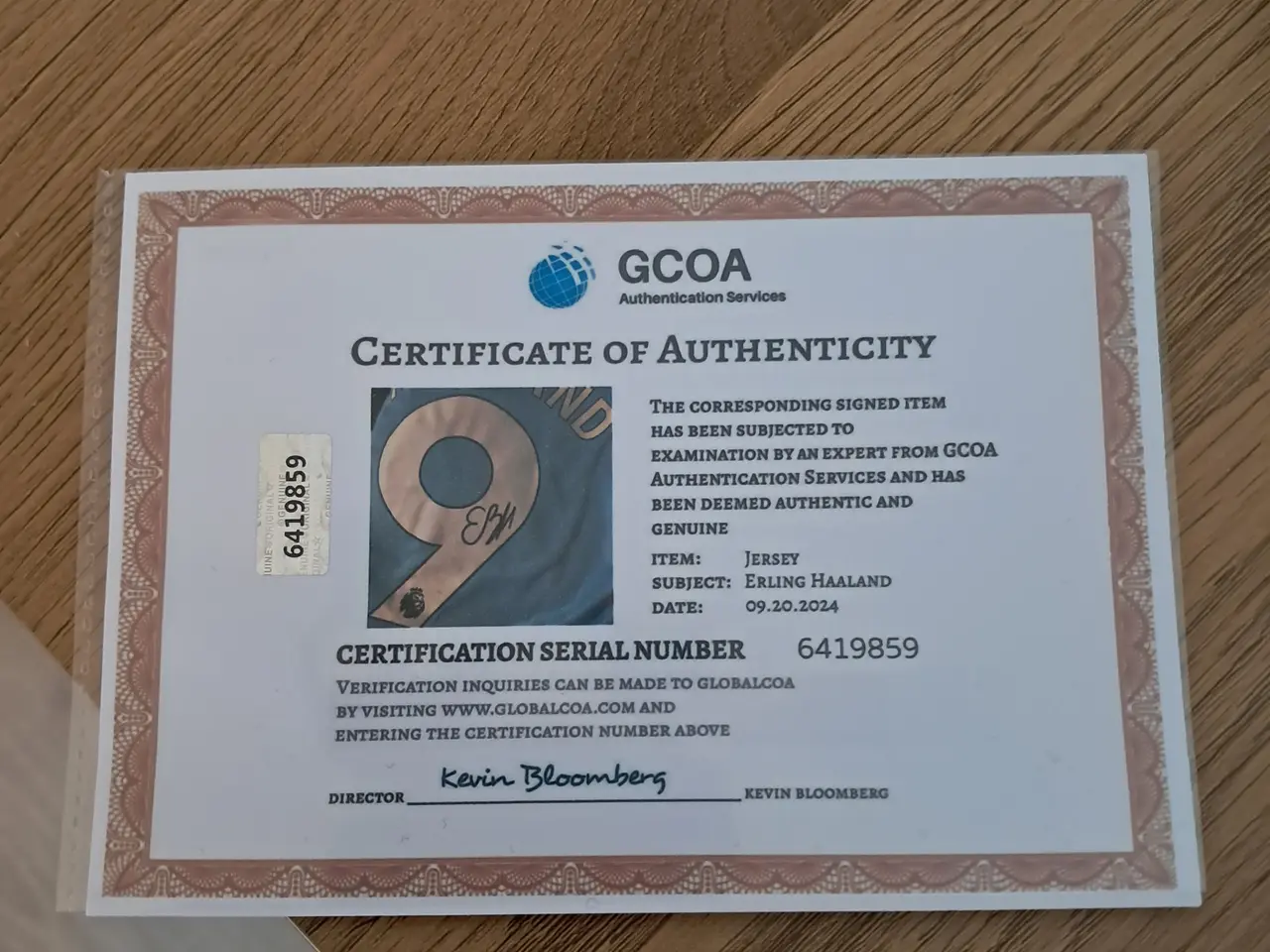 Billede 2 - Haaland autograf med certifikat