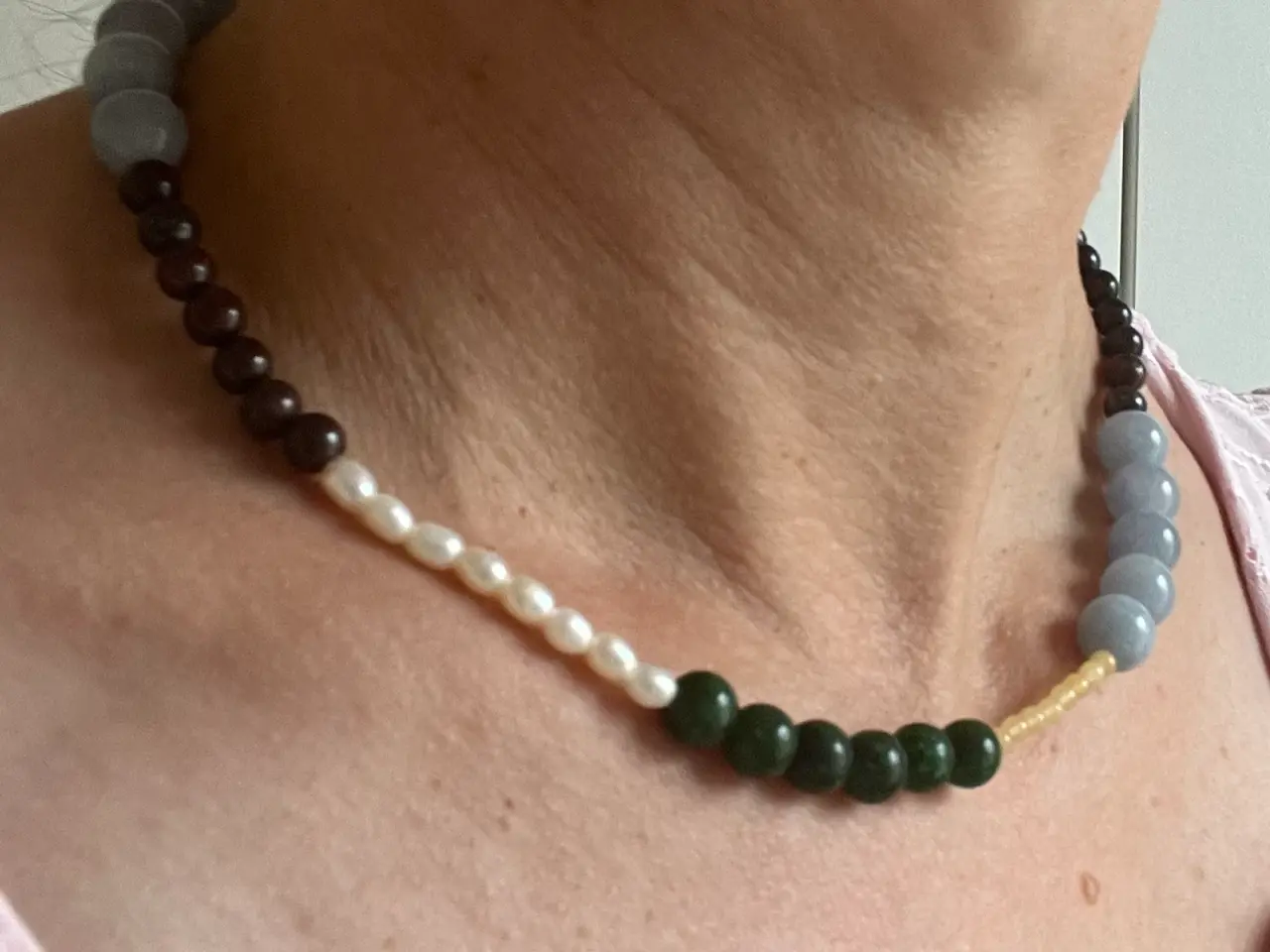 Billede 3 - Elegant perle & naturstens halskæde fra Enamel