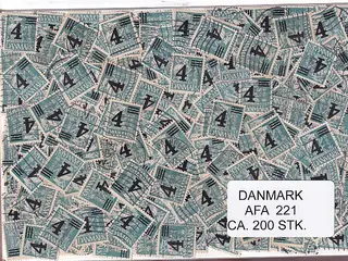 Danmark 200 stk Afa 221 Stemplet/ustemplet.