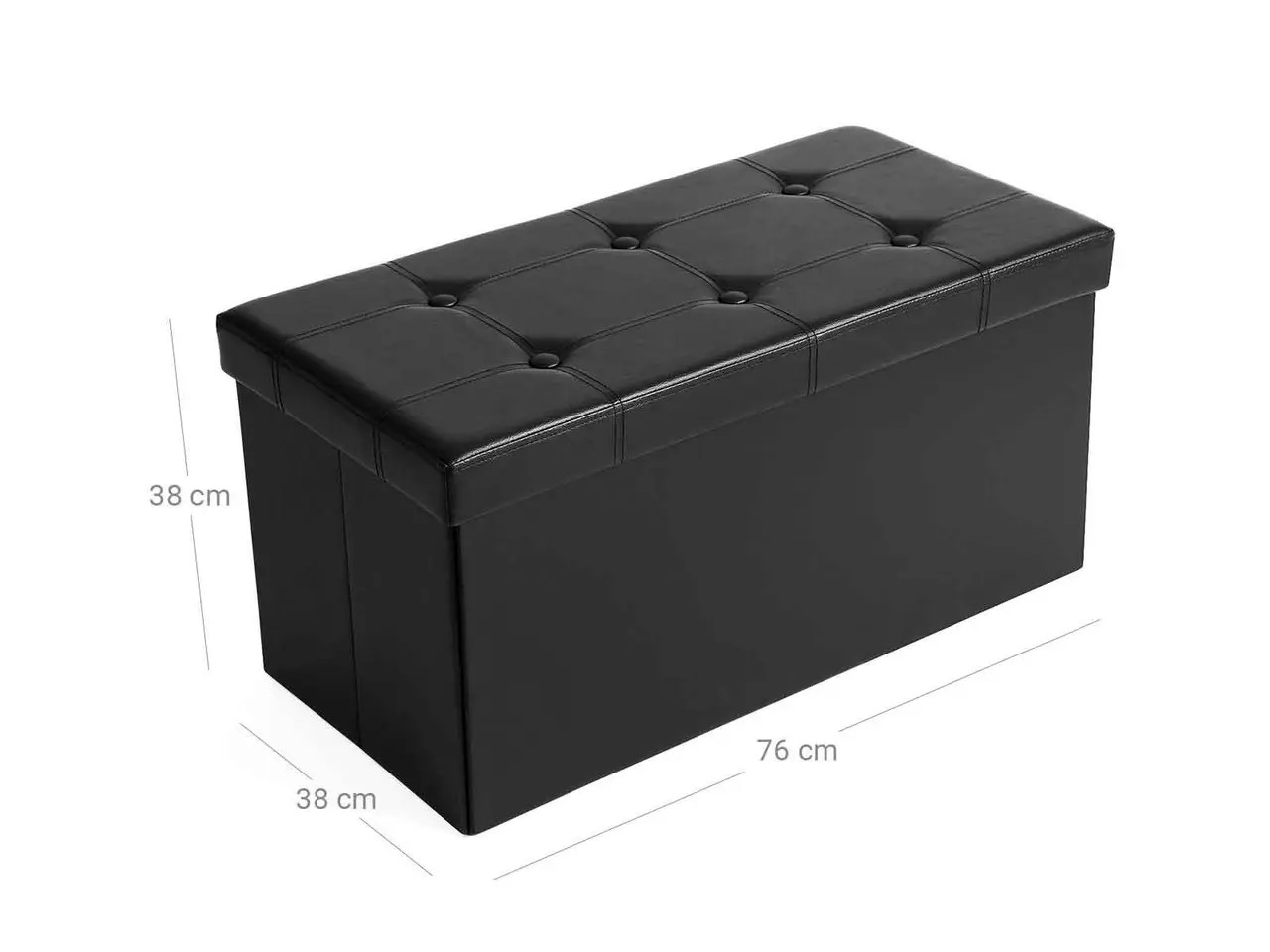 Billede 7 - Opbevaringspuf med låg 80 l sort (76 × 38 × 38 cm)