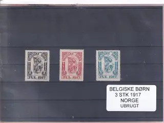 Belgiske Børn - 1917 - Norge - Velgørenhed - 3 Stk. - Ubrugt