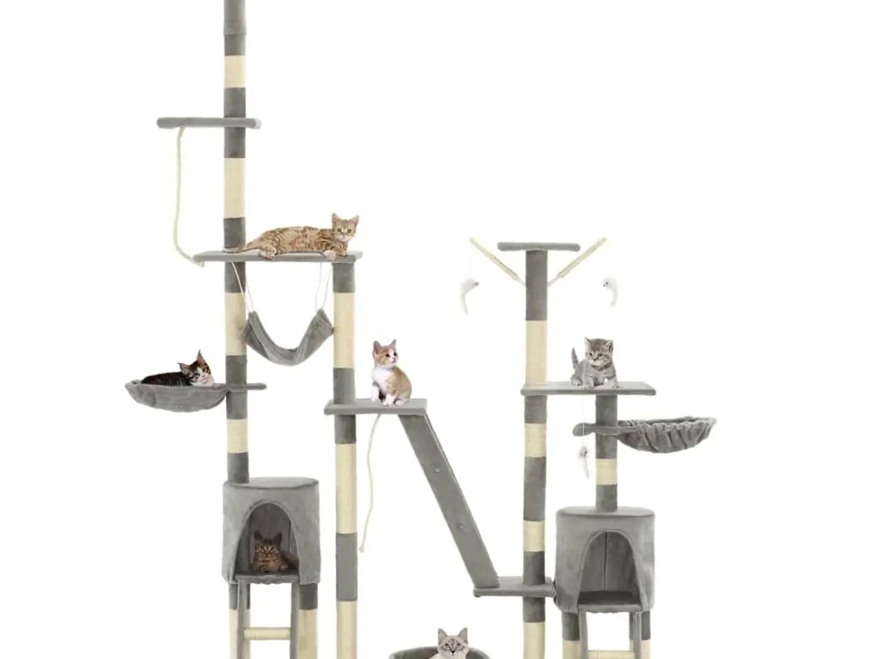 Billede 2 - Kradsetræ til katte med sisal-kradsestolper 230-250 cm - grå