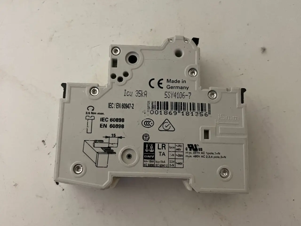 Billede 5 - Siemens 5SY41 MCB C6 1P+Aux 6A Miniature 230/400V