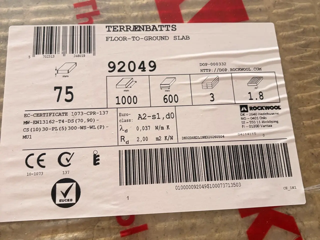 Billede 1 - Rockwool Terrænbatts 75 mm