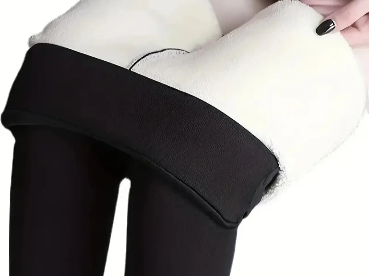 Billede 1 - Solide leggings med varmt plysfor, afslappet stræk