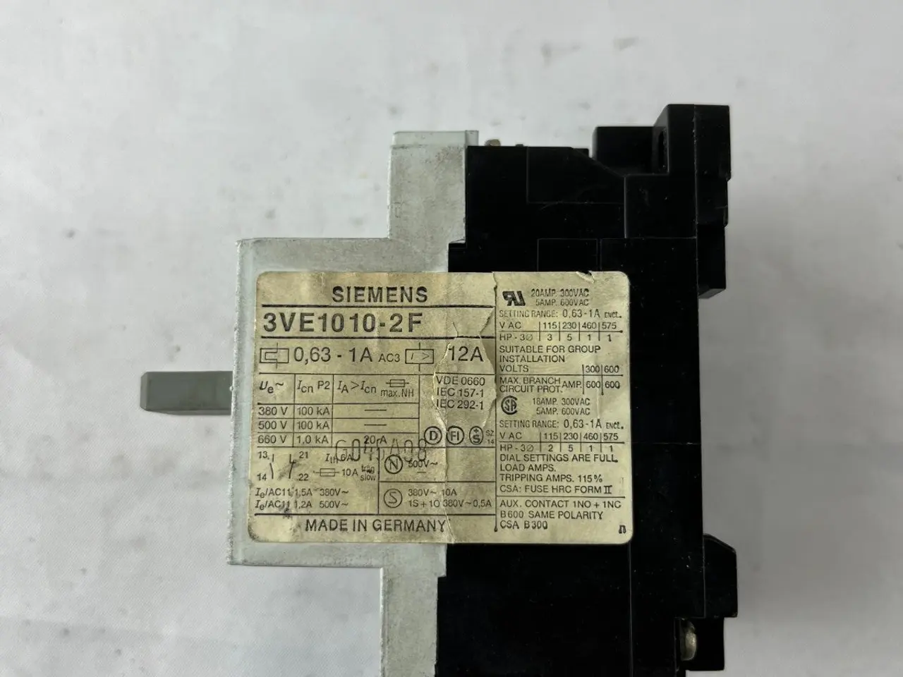 Billede 5 - Siemens 3VE1010-2F Motor Protection automatsikring