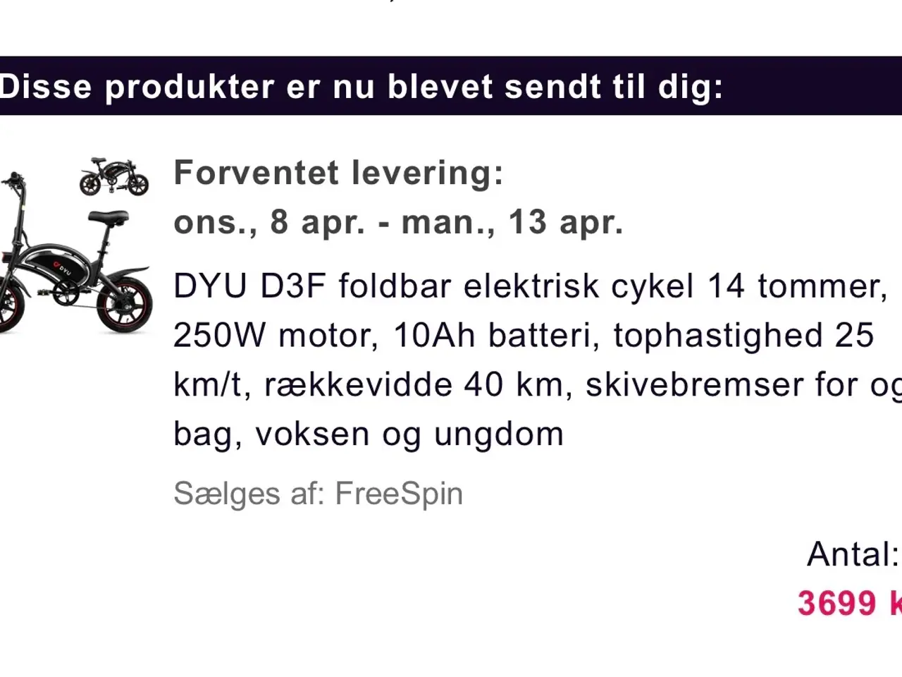 Billede 3 - Lille sammenklappelig elcykel