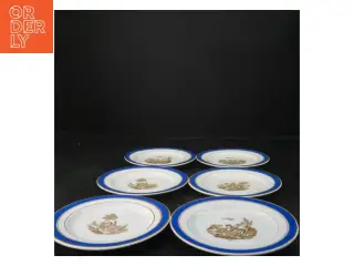 Porcelænstallerkener med blå kant fra Københavns Fajance et Fabrik (str. Ø 15 cm)