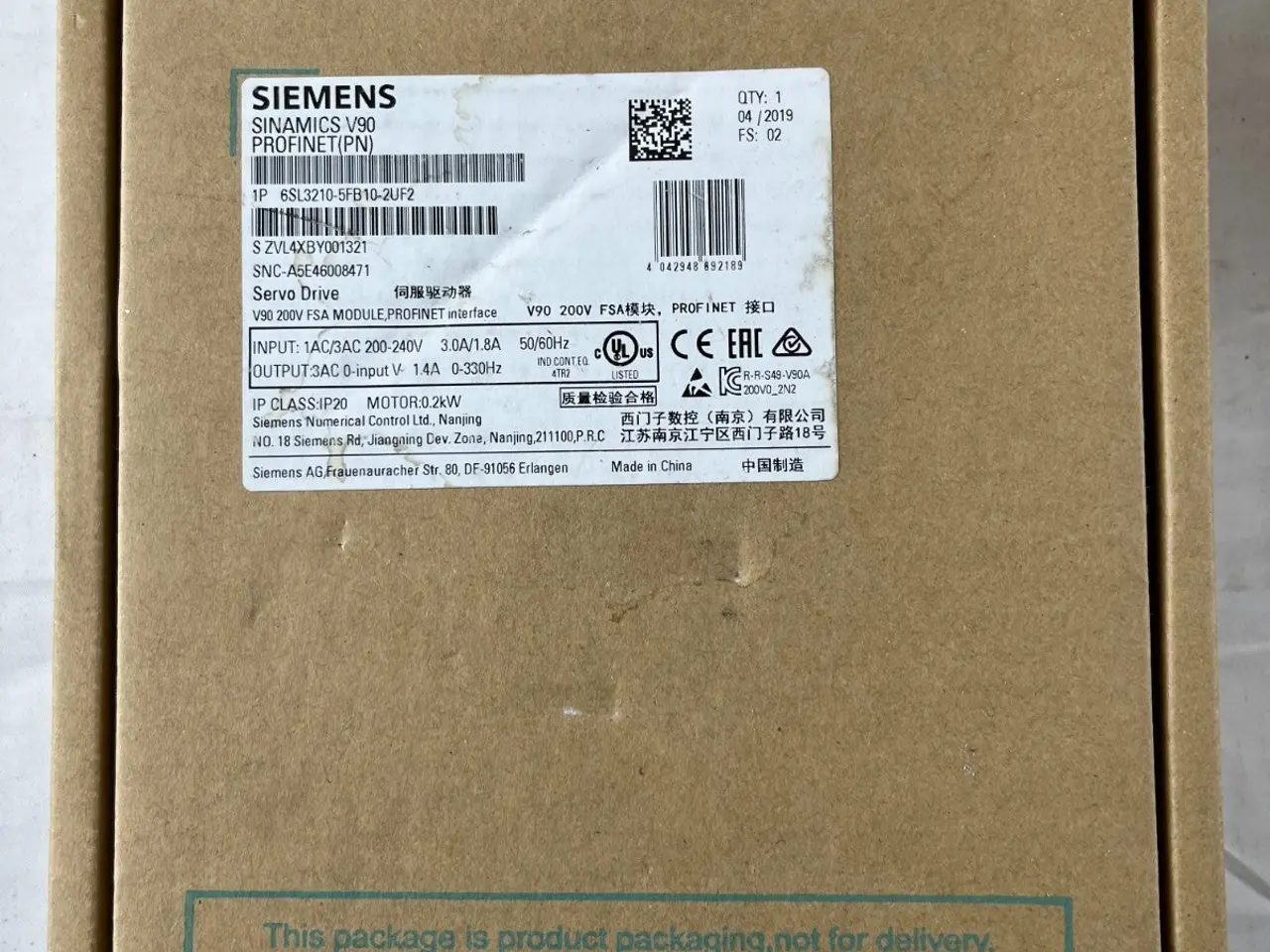 Billede 3 - Siemens 6SL3210-5FB10-2UF2 Sinamics V90 servodrev
