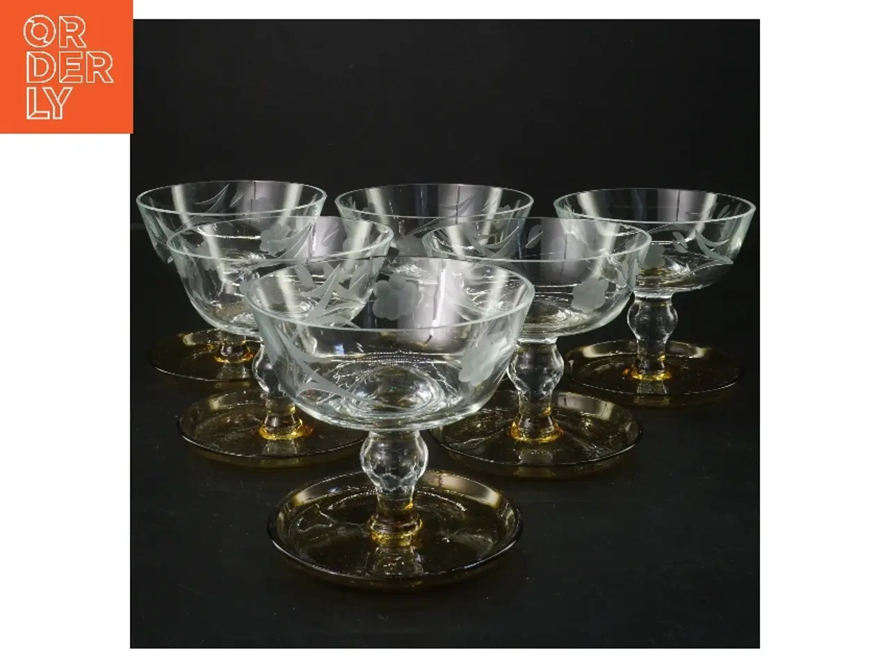 Billede 1 - Sæt af 6 glas dessertskåle (str. 6 stk Ø 10 cm længde 9 cm)