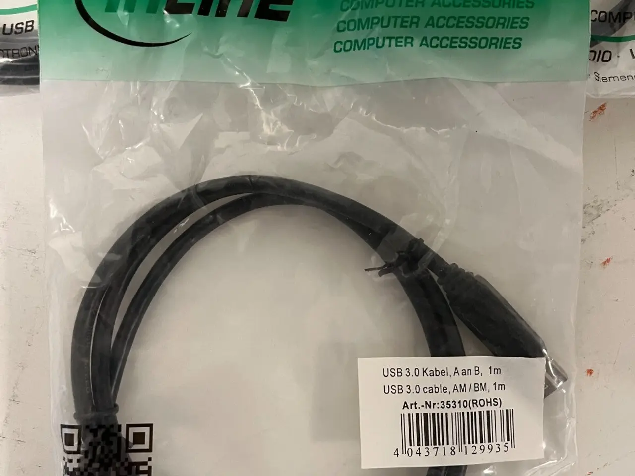 Billede 2 - parti of 5x InLine USB 3.0 kabel AM to BM 1m Black