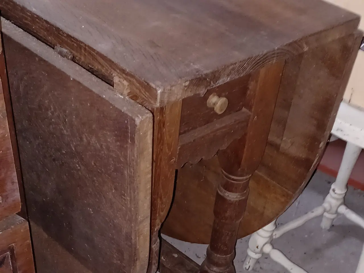Billede 3 - Klapbord af egetræ, Antikt 
