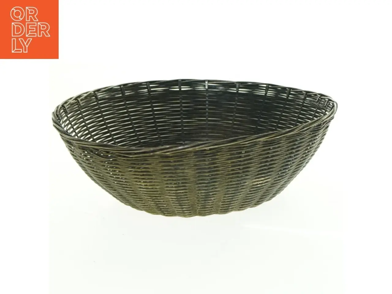 Billede 1 - Sølv Fil de Fer Flettet Metal Kurv (str. Diameter 23 cm h 7 cm)