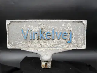 Vintage dansk vejskilt “Vinkelvej” i aluminium